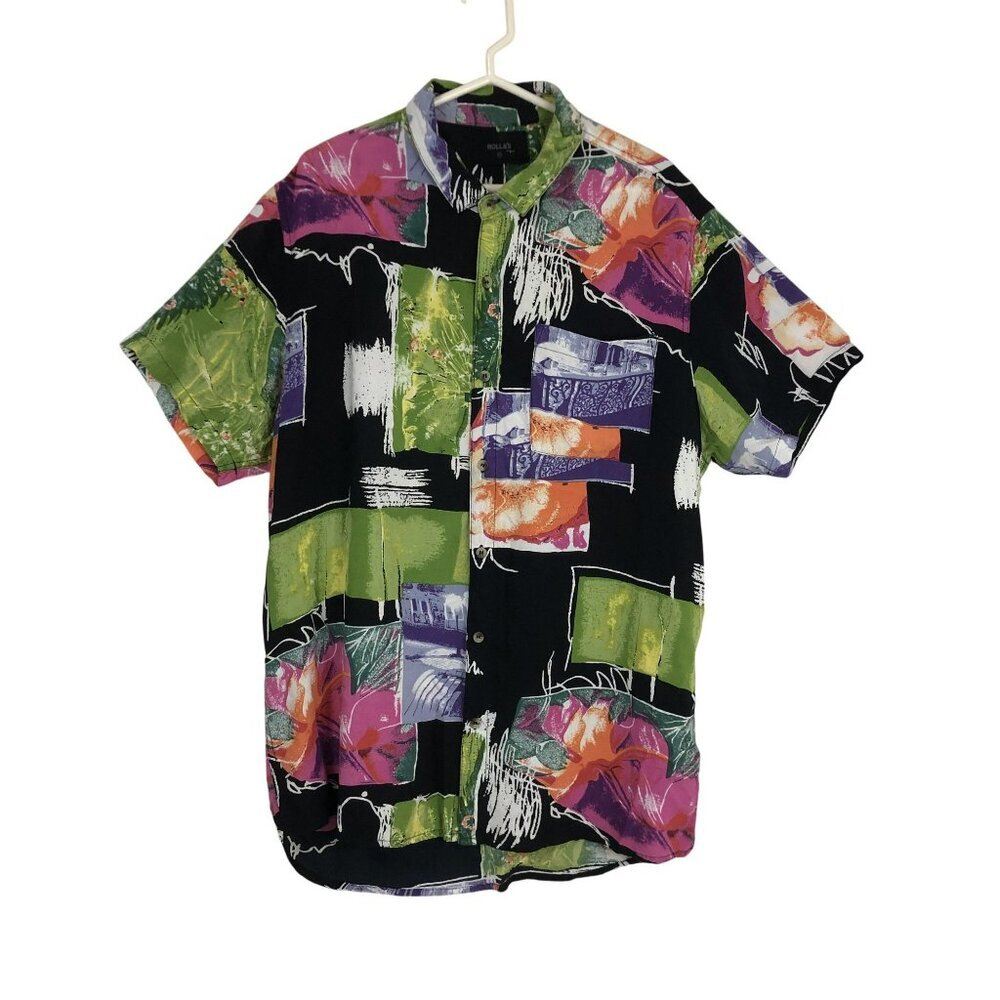Rollas Shirt Vintage-Inspired Abstract Floral Button-Up Size M Casual Top